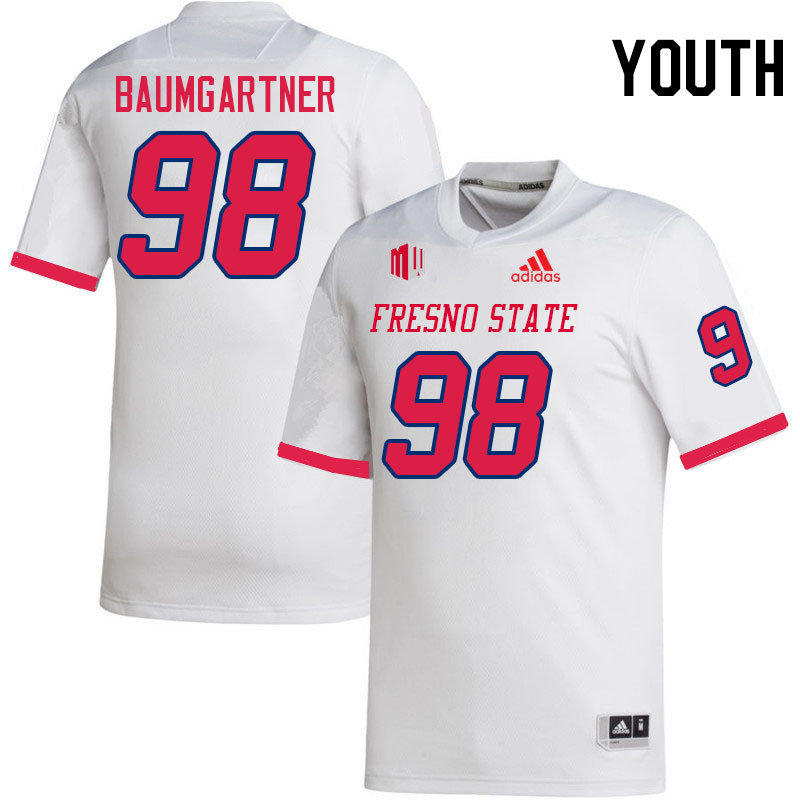 Youth #98 Kavika Baumgartner Fresno State Bulldogs College Football Jerseys Stitched Sale-White - Click Image to Close